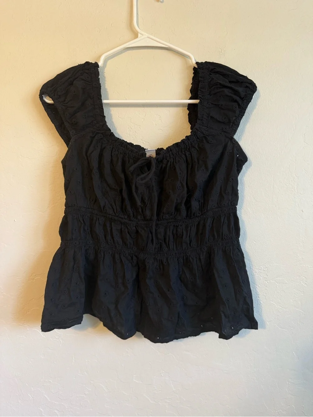 Old Navy Black Eyelet Peplum Top